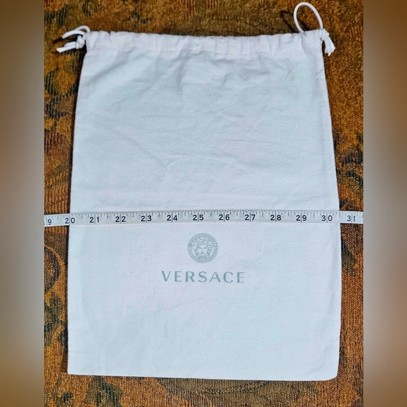 NEW VERSACE 14" X 10.5" White Flannel Drawstring Dust Bag Handbag Protector Shoe - Picture 6 of 6